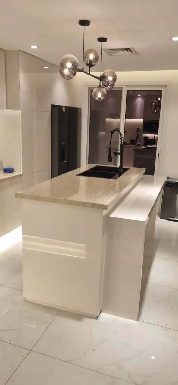 Custom kitchen cabinetry and storage detail