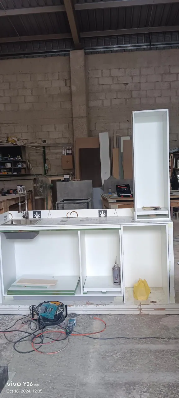 Office kitchen and storage joinery during the work
