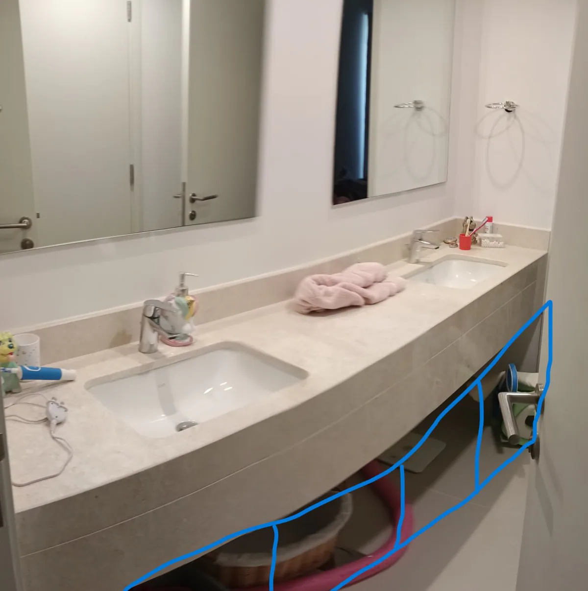 Custom vanity storage project stage